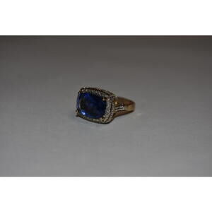 Royal Blue Cushion Halo Ring